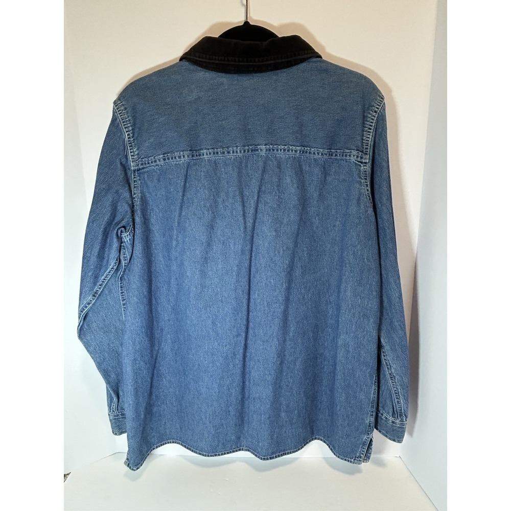 Basic Editions Blue Denim Button Down Shirt with … - image 4